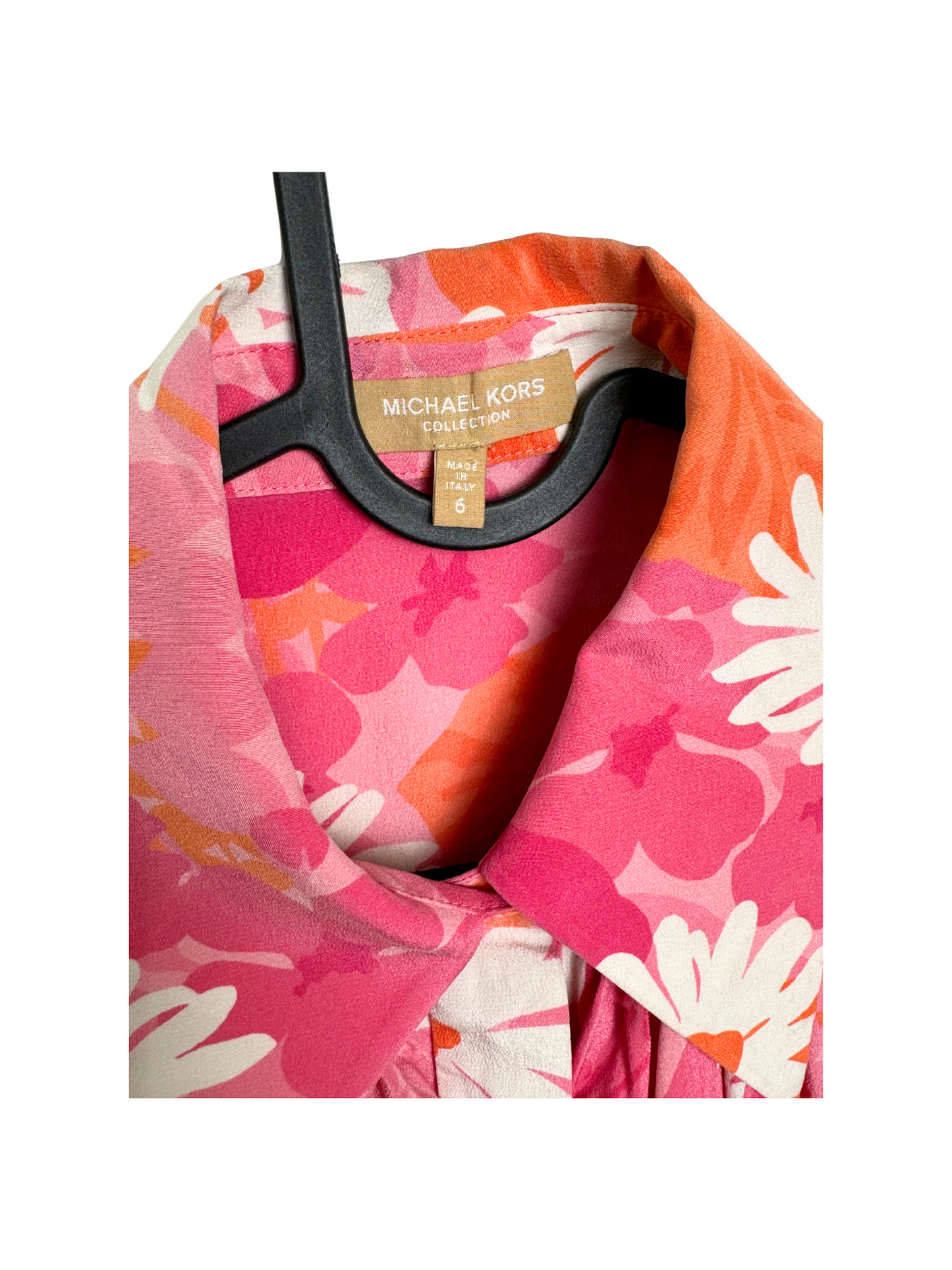 Michael Kors Floral Ruffle Button up Short Sleeve Blouse