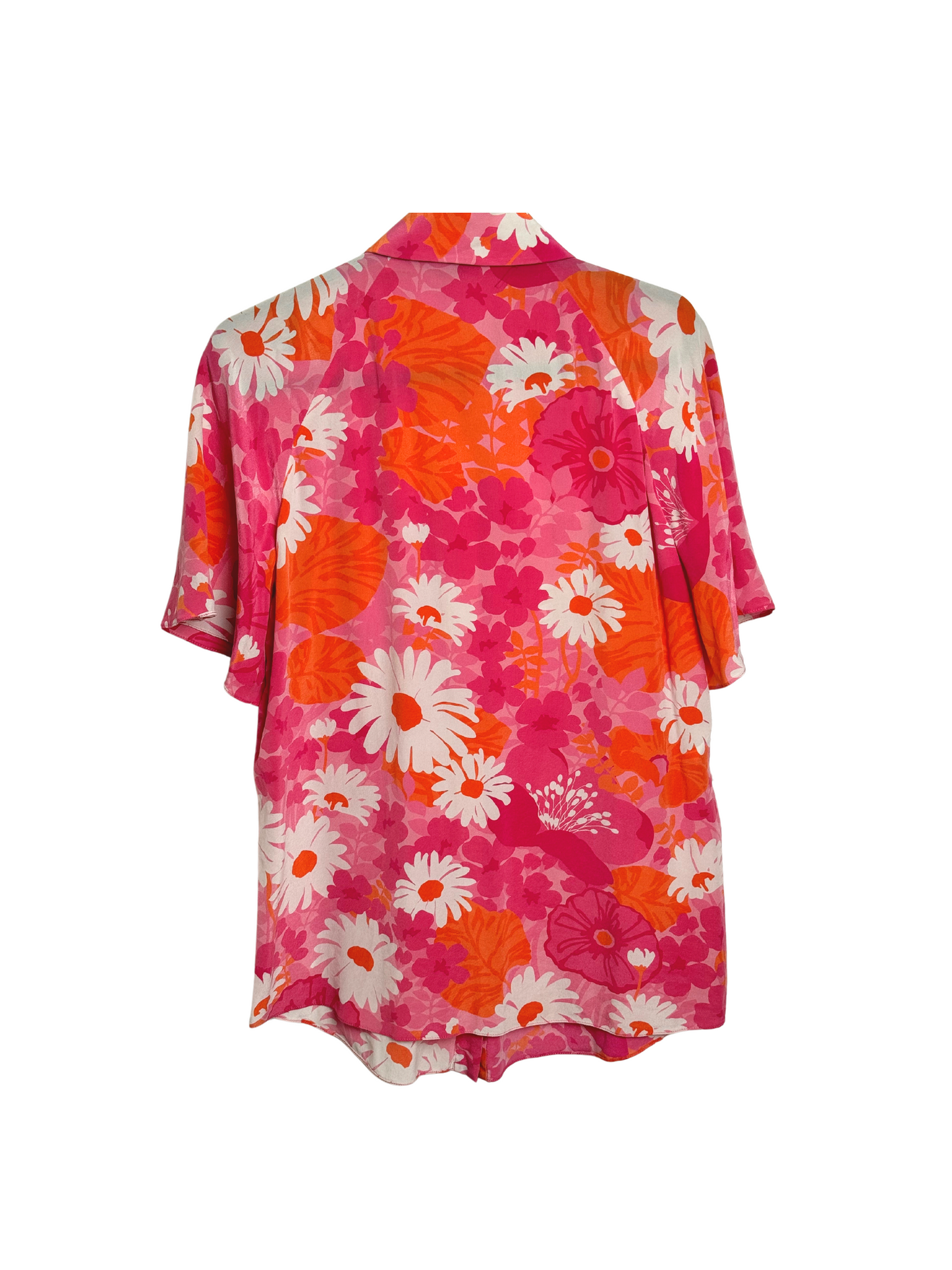 Michael Kors Floral Ruffle Button up Short Sleeve Blouse