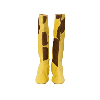 Fendi Cowprint Yellow Boots