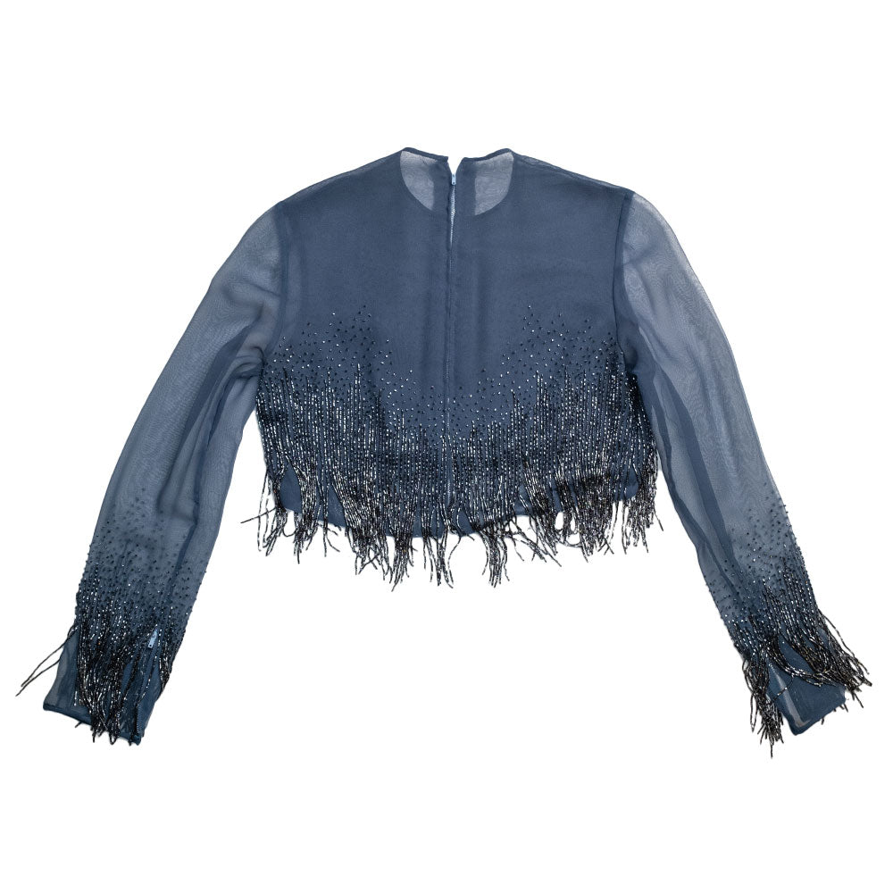 Vintage Navy Beaded Blouse