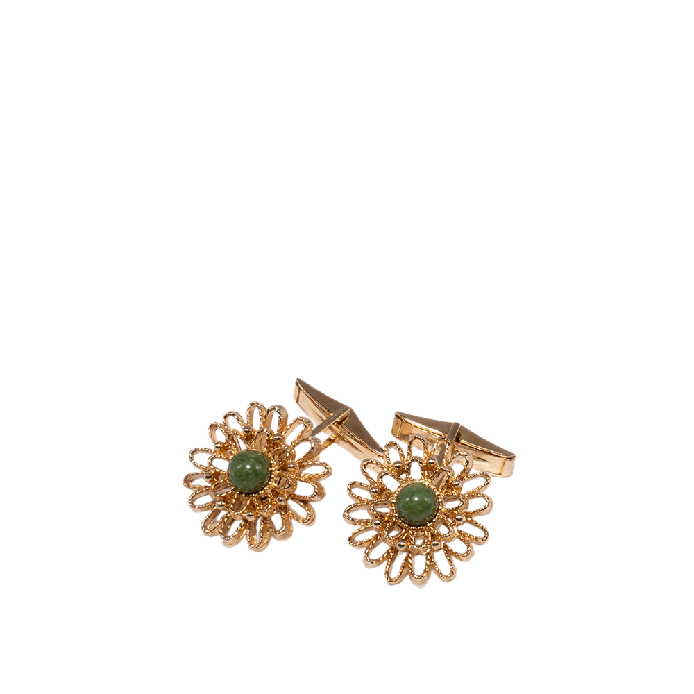 Gold Plated w/ Green Stone Cufflinks