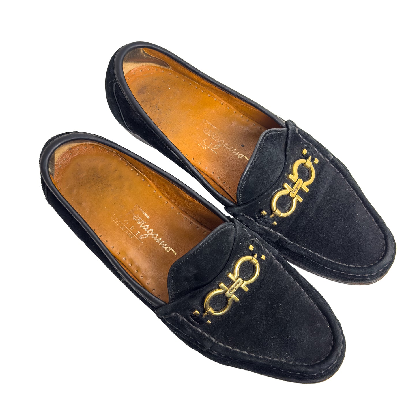 Ferragamo Black Suede Loafers - Sz 7.5 / 38