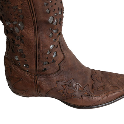 Brown Cutout Detail Boots
