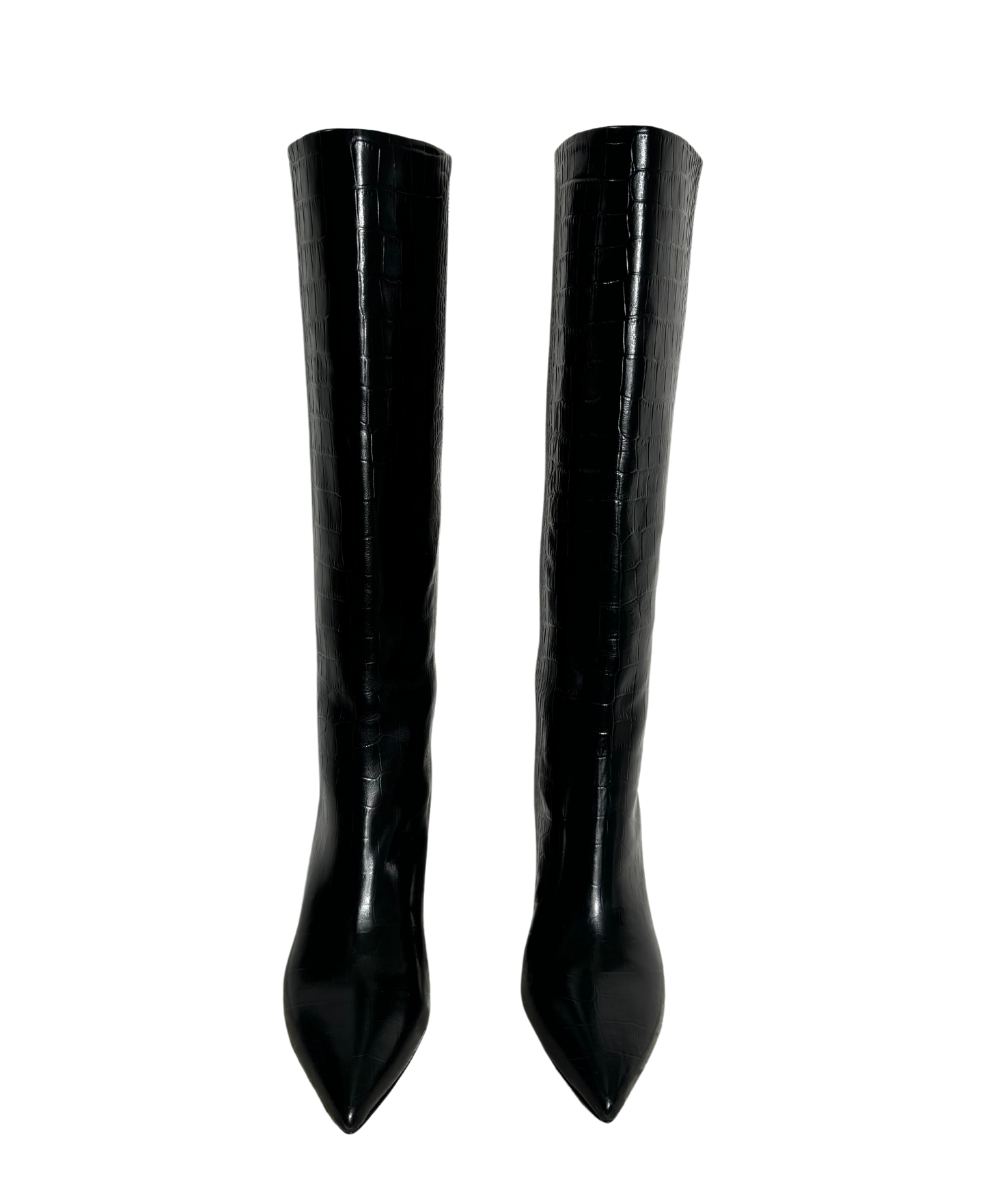 Paris Texas Black Leather Croco Boot