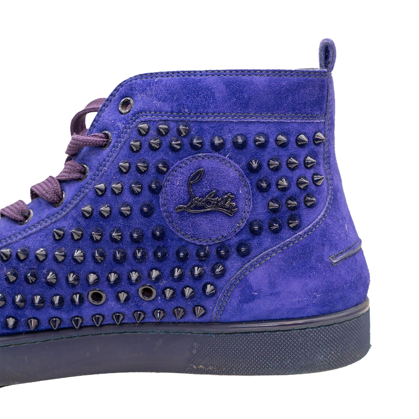Christian Louboutin Men's Spiked Rivet Purple Mid-Top Sneaker