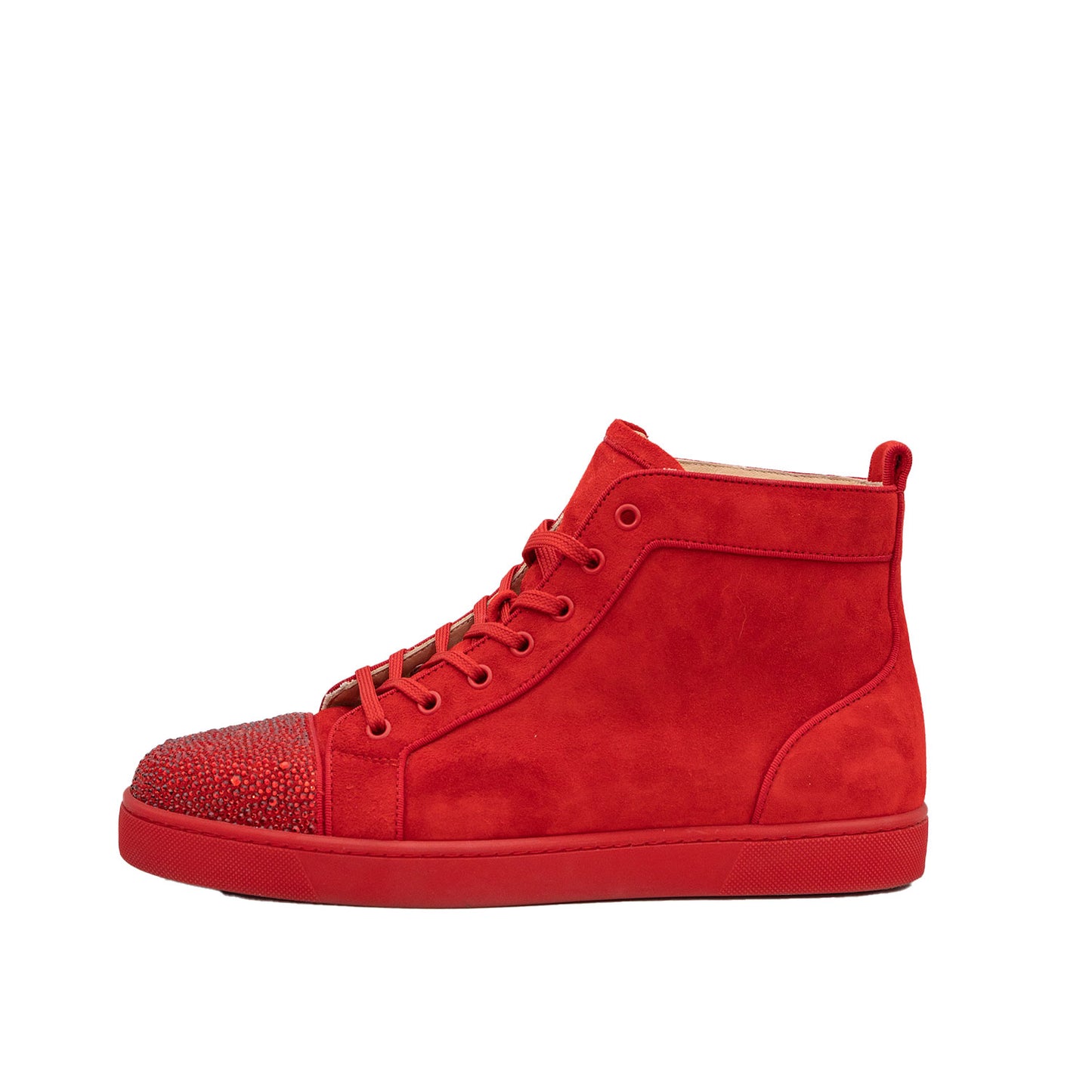 Christian Louboutin Men's Swarovski Crystal Red Suede Mid-Top Sneaker