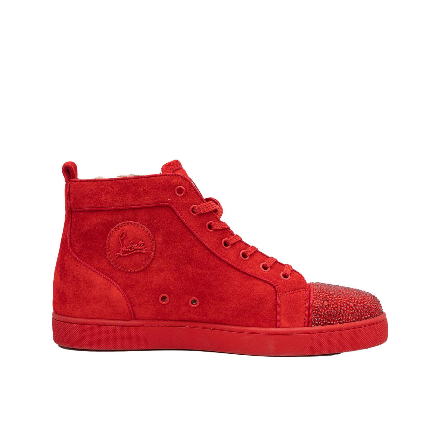 Christian Louboutin Men's Swarovski Crystal Red Suede Mid-Top Sneaker