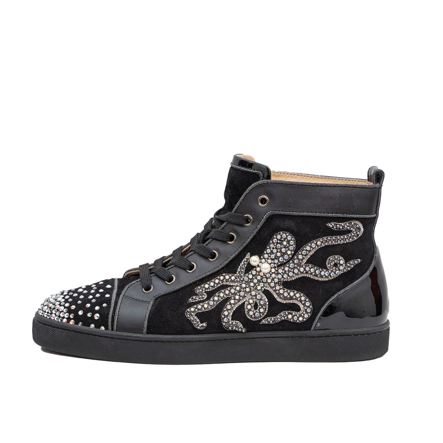 Christian Louboutin Swarovski Crystal Octopus Suede Mid-Top Sneaker