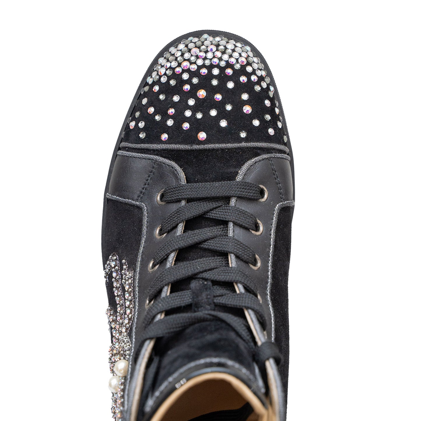 Christian Louboutin Swarovski Crystal Octopus Suede Mid-Top Sneaker