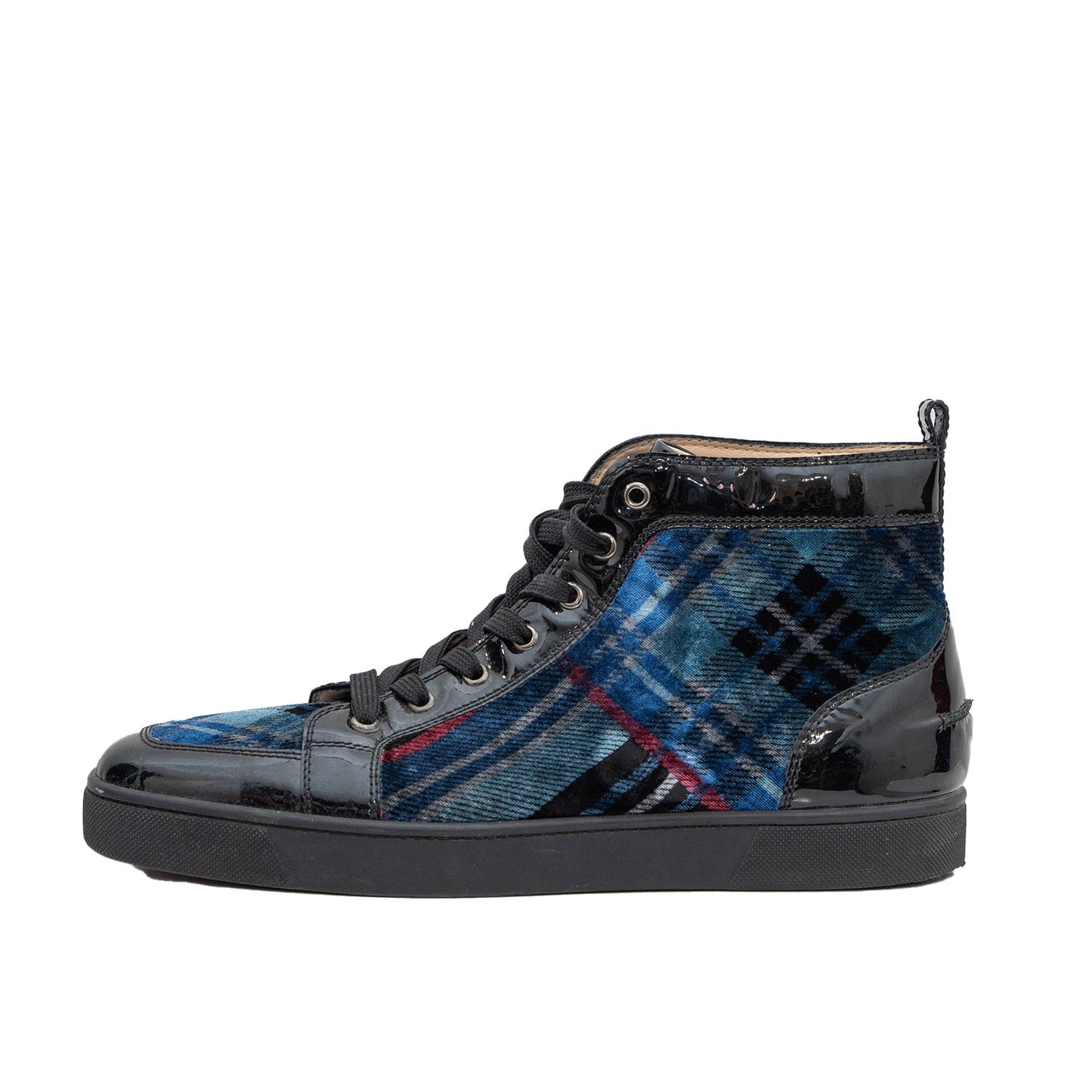 Christian Louboutin Men's Felt Plaid Leather Mid-Top Sneaker