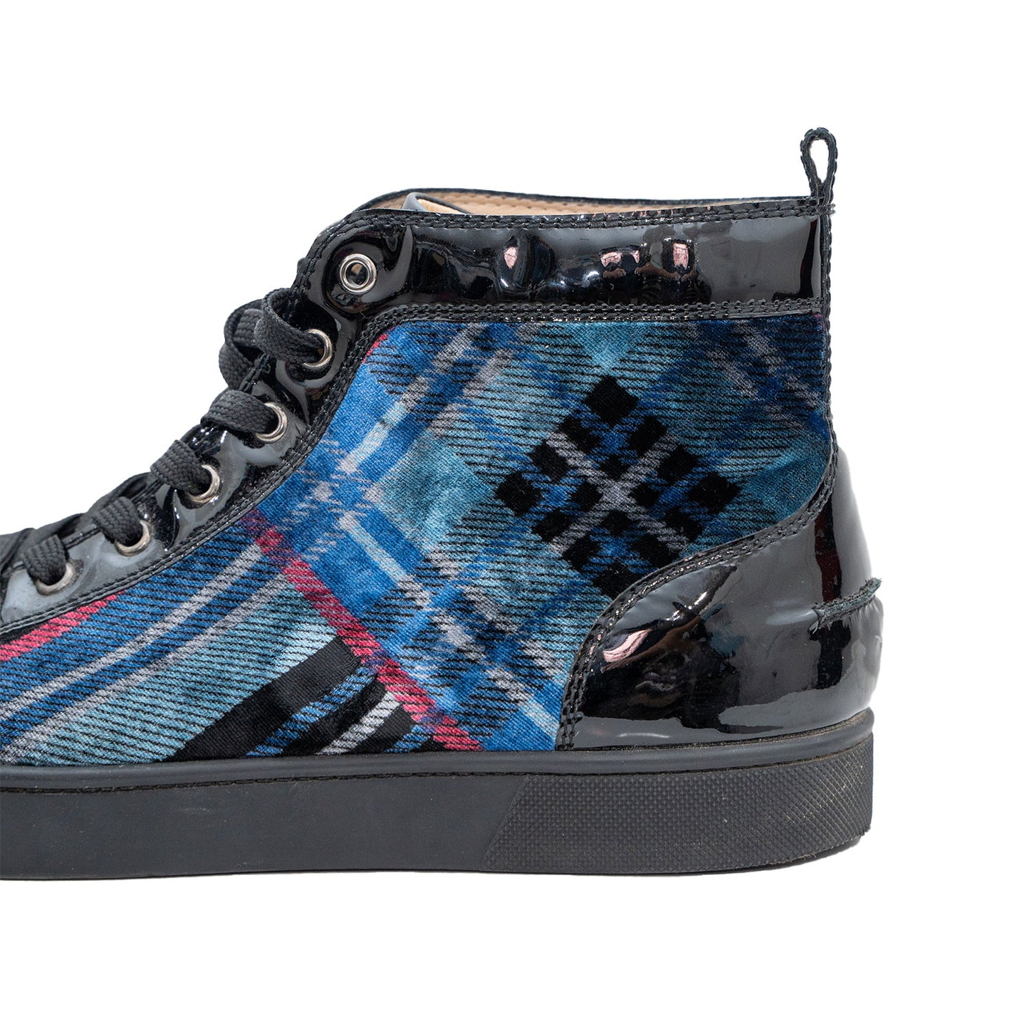 Christian Louboutin Men's Felt Plaid Leather Mid-Top Sneaker
