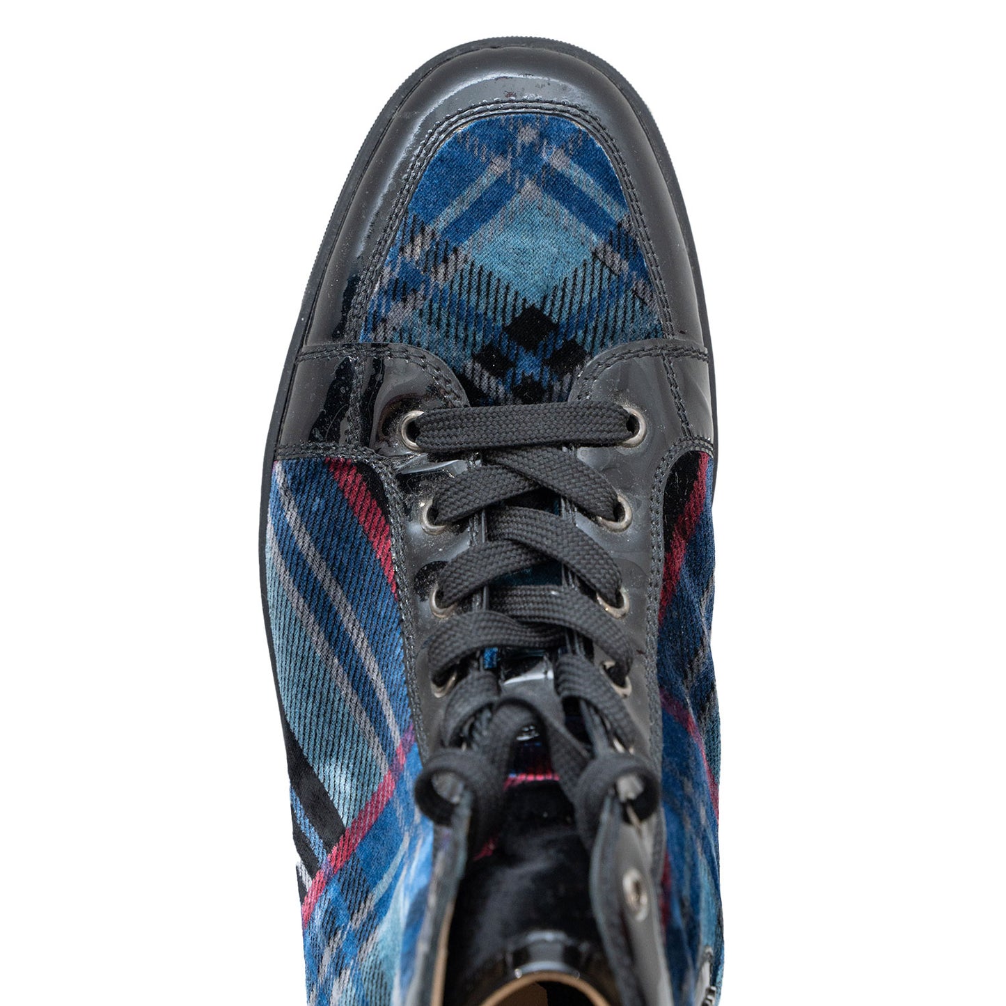Christian Louboutin Men's Felt Plaid Leather Mid-Top Sneaker