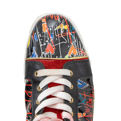 Christian Louboutin Graffiti Leather Suede Mid-Top Sneaker