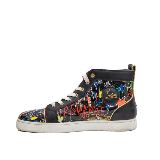 Christian Louboutin Graffiti Leather Suede Mid-Top Sneaker