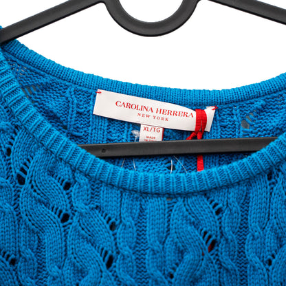 Carolina Herrera Blue Knit Pullover Sweater