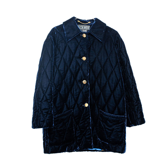 Laural Navy Blue Quilted Coat Jacket