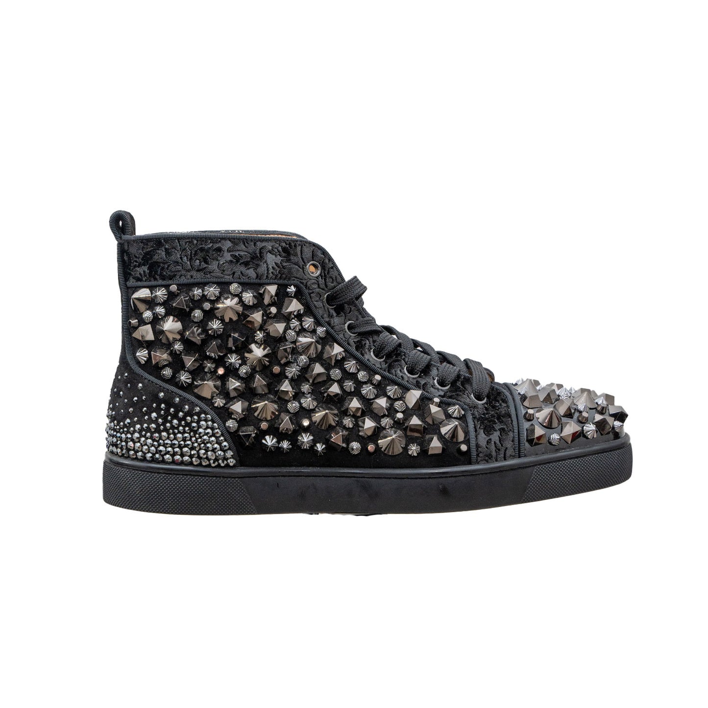 Christian Louboutin Men's Louis Mix Mid-Top Spiked Leather Sneakers