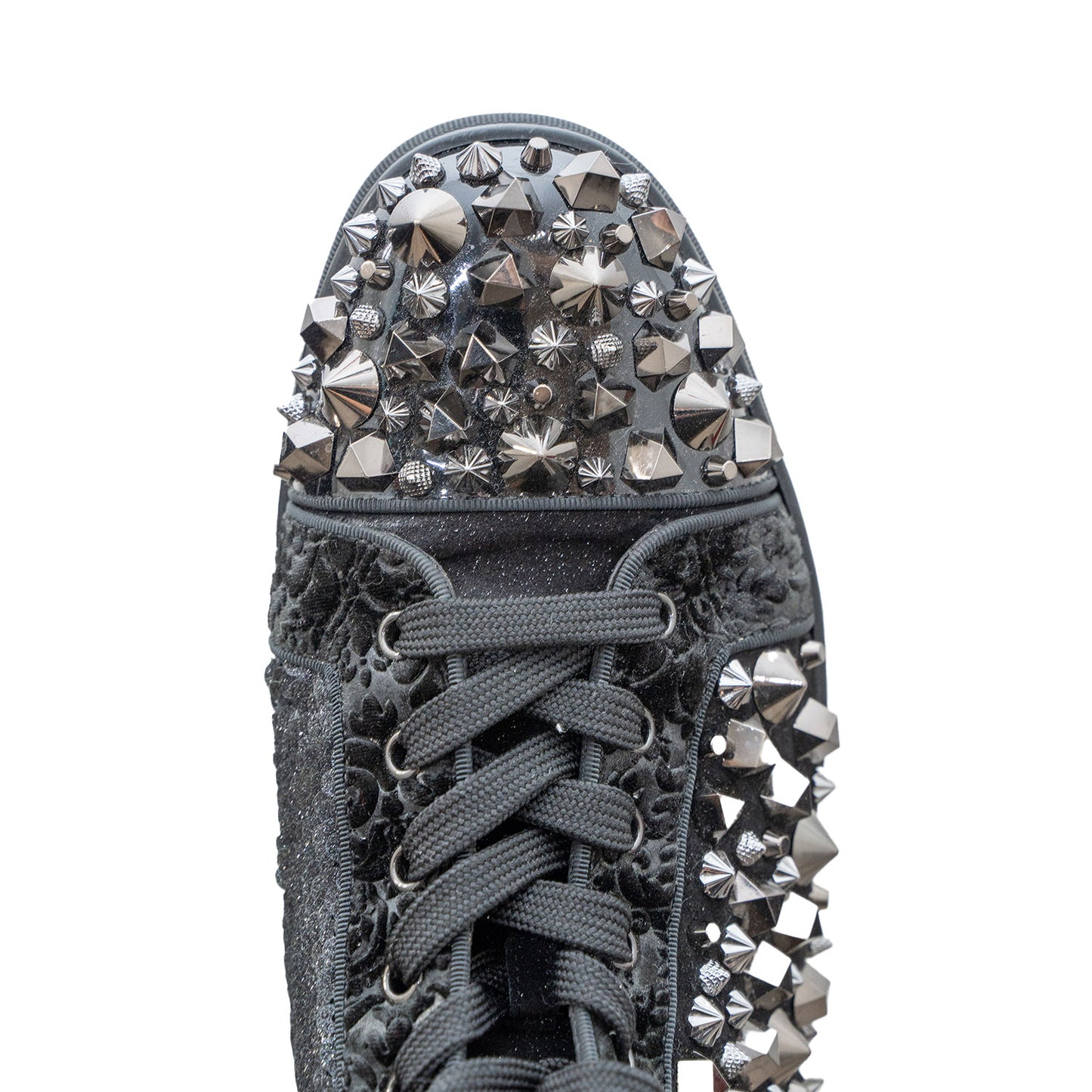 Christian Louboutin Men's Louis Mix Mid-Top Spiked Leather Sneakers
