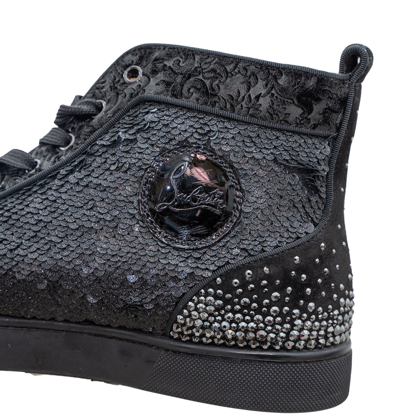 Christian Louboutin Men's Louis Mix Mid-Top Spiked Leather Sneakers