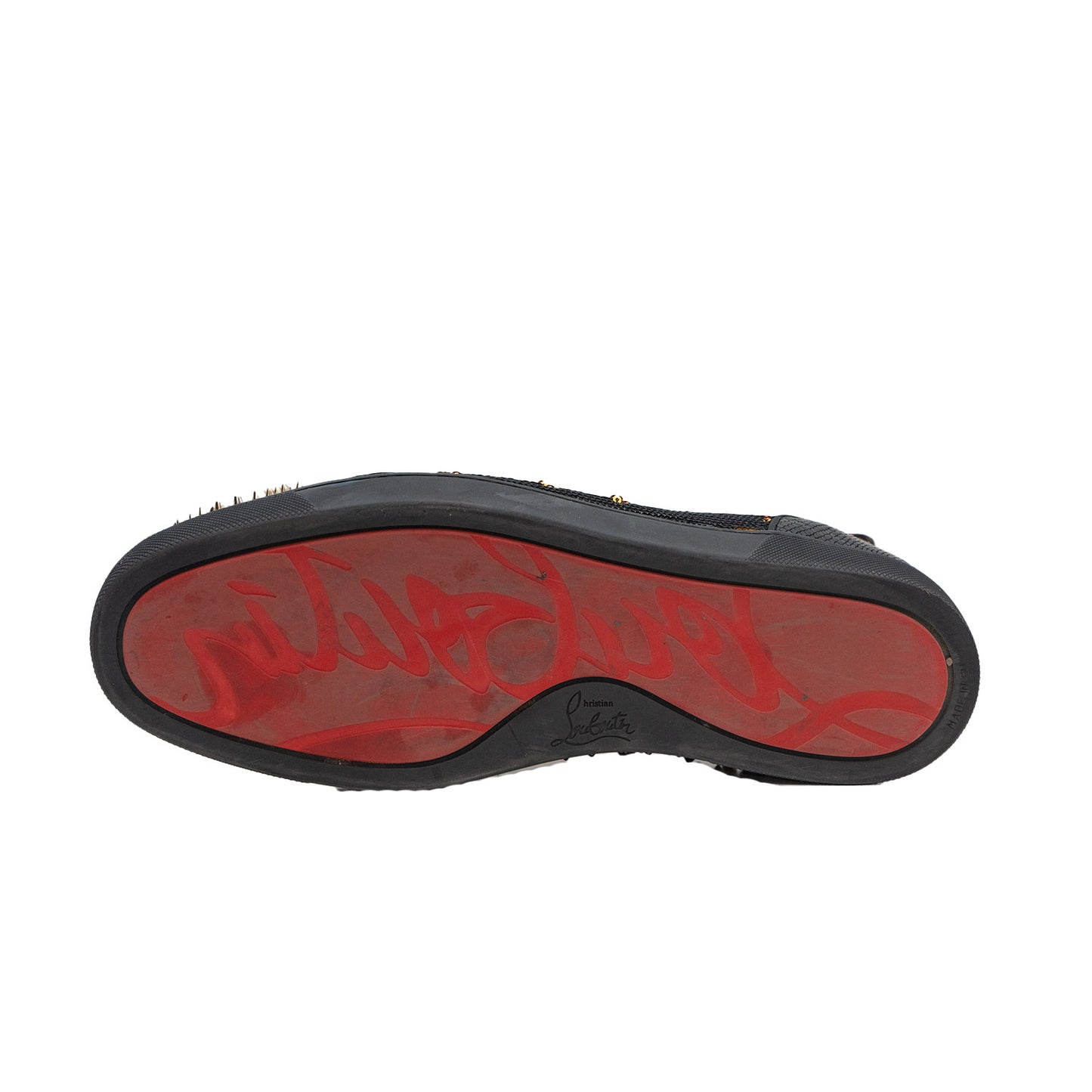 Christian Louboutin Men's Patent Galucalf Velvet Sequin Embellished Mid-Top Spiked Sneaker