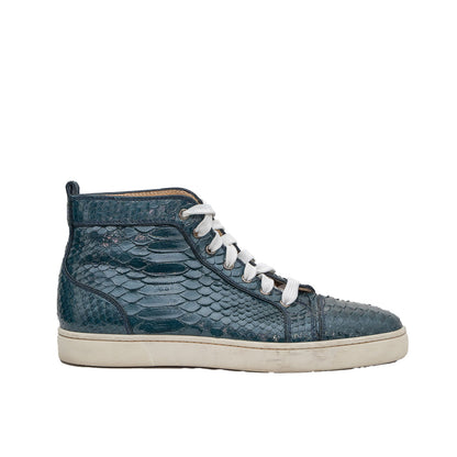 Christian Louboutin Men's Patent Python Leather Mid-Top Sneaker
