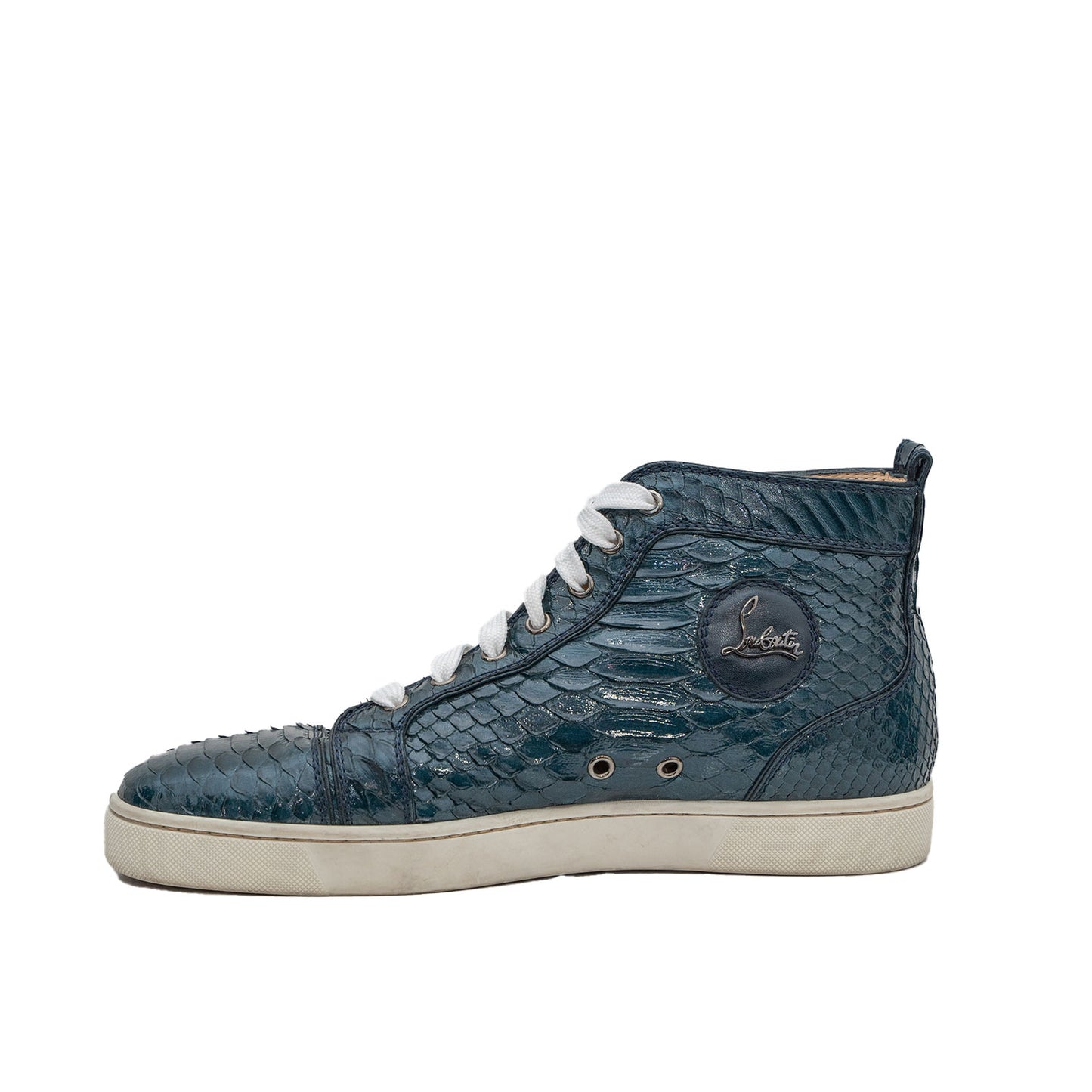 Christian Louboutin Men's Patent Python Leather Mid-Top Sneaker
