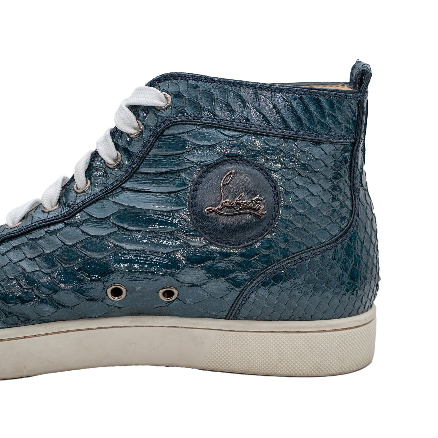 Christian Louboutin Men's Patent Python Leather Mid-Top Sneaker