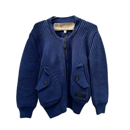 Burberry Brit Thick Blue Knit Zip Sweater