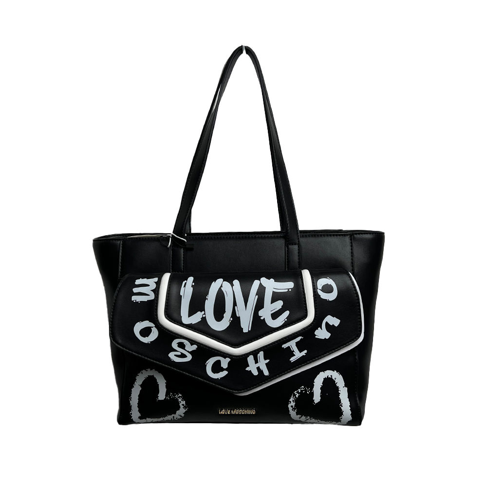 Moschino Graffiti Heart Black Bag