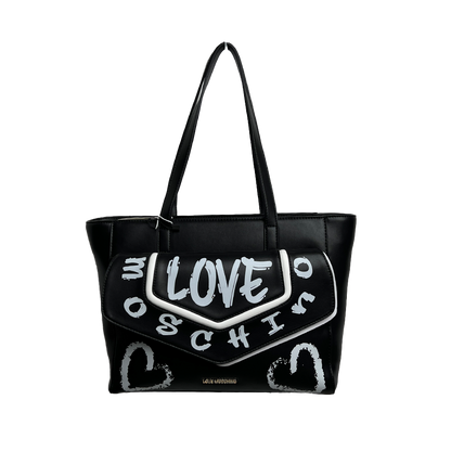 Moschino Graffiti Heart Black Bag