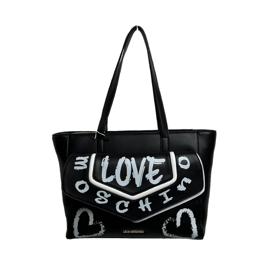 Moschino Graffiti Heart Black Bag