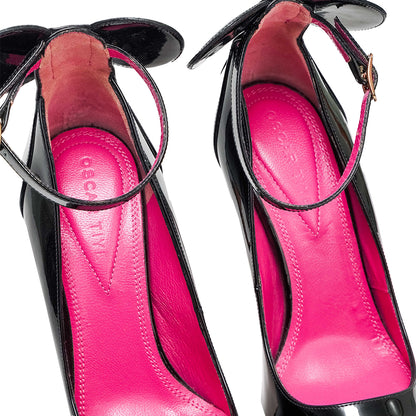 Oscar Tiye Patent Black Leather Heels