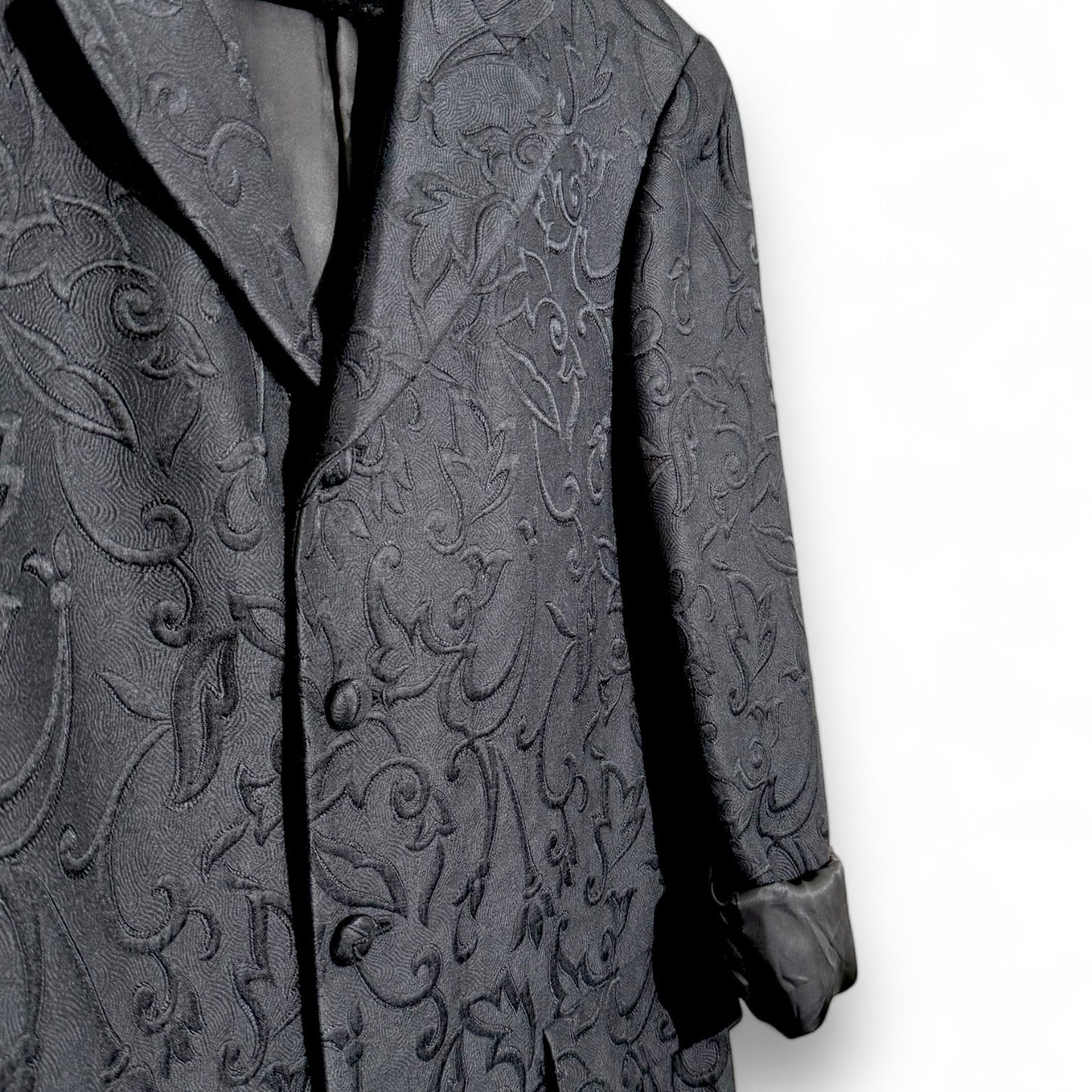 Black Brocade Patterned Blazer