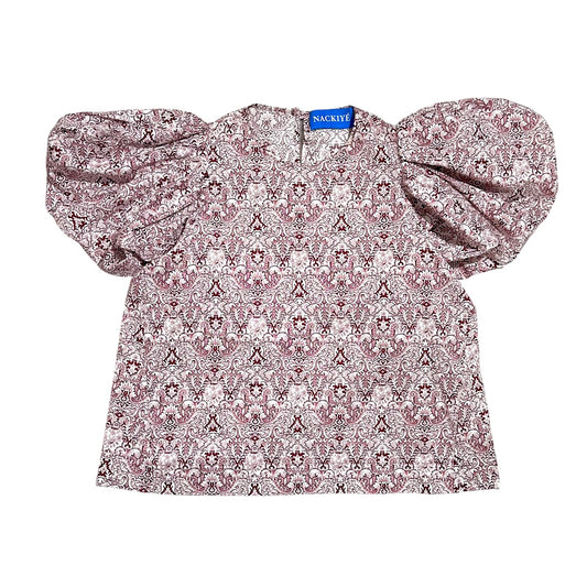 Nackiye Damask Puffed Sleeve Top