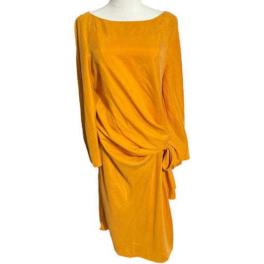 Alberta Ferretti Ruched Bow Silk Dress