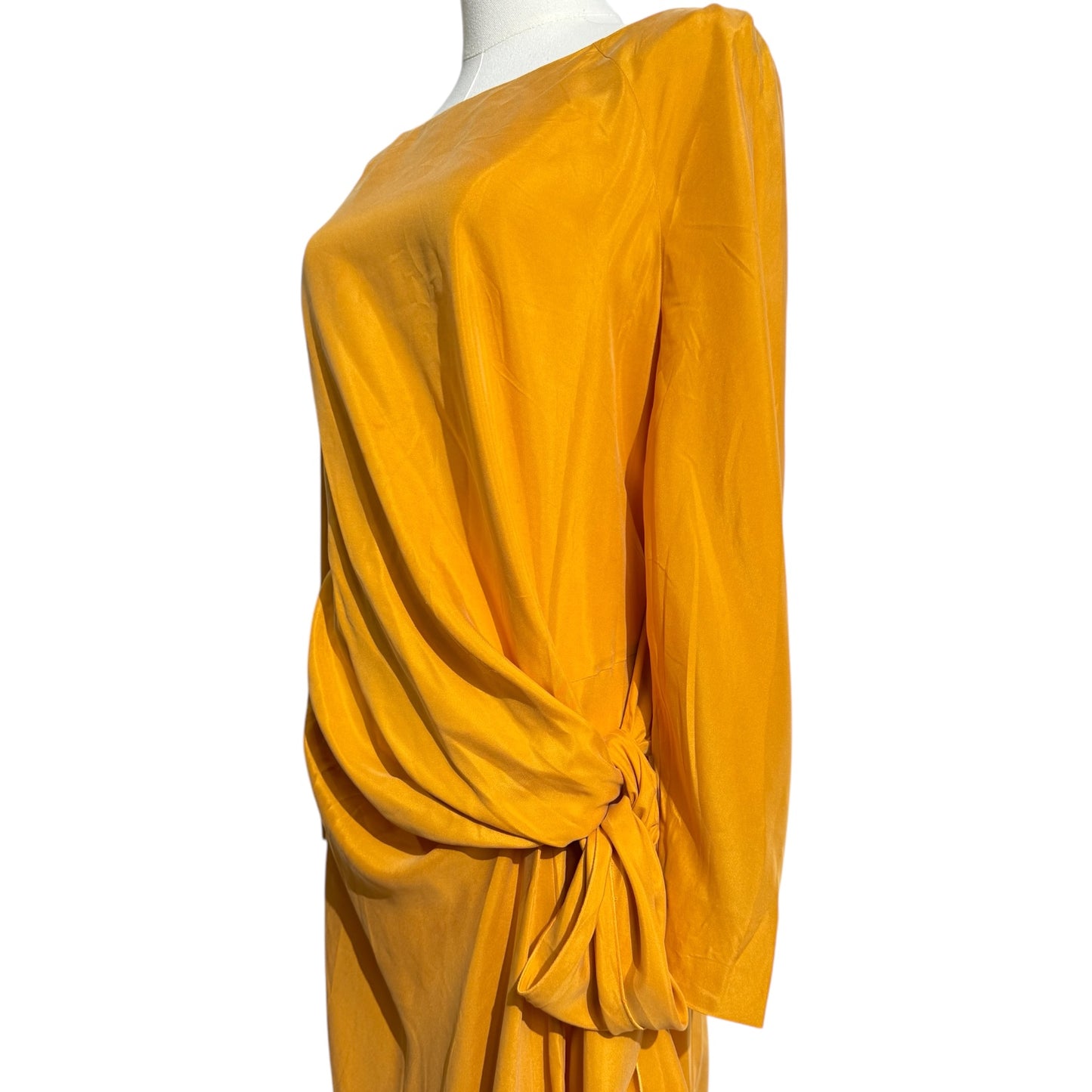 Alberta Ferretti Ruched Bow Silk Dress