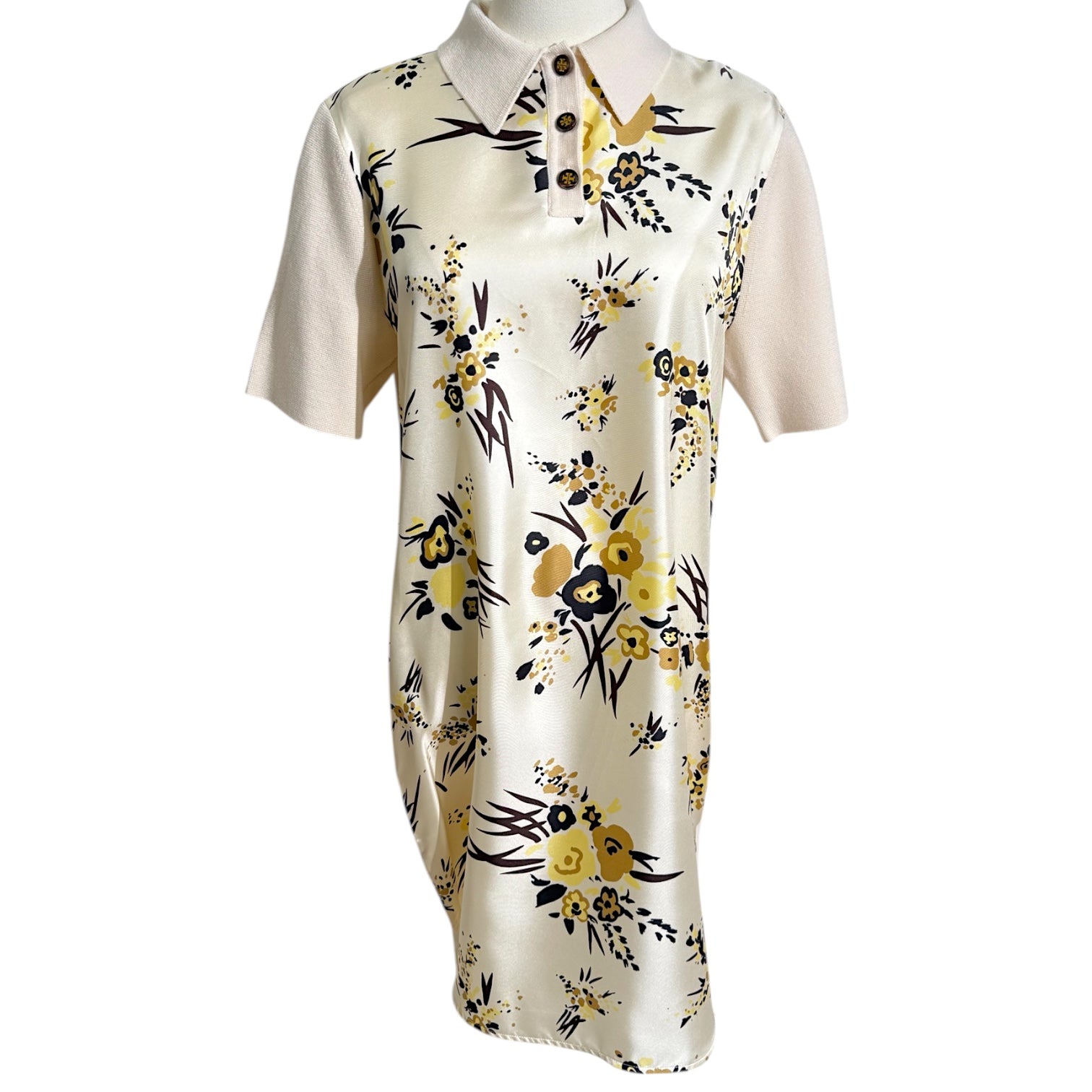tory burch printed silk polo dress Tory Burch Mesh Polo Dress | Neutrals