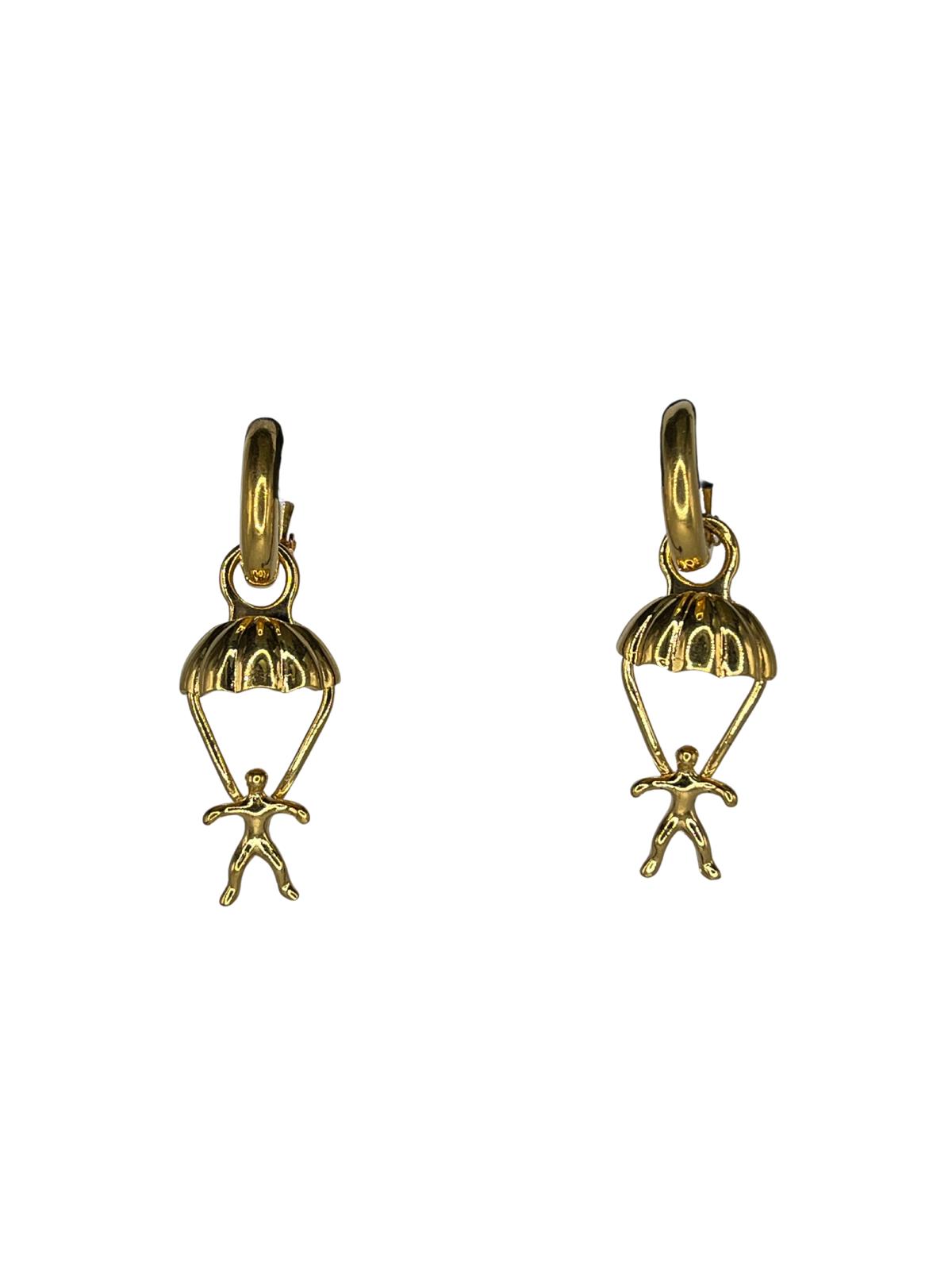 Vintage Clip-on Earrings with Unique Parachutist Design