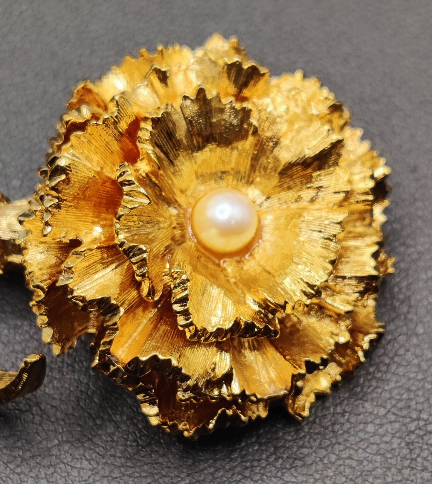 Vintage Nina Ricci Gold Plated Carnation Brooch