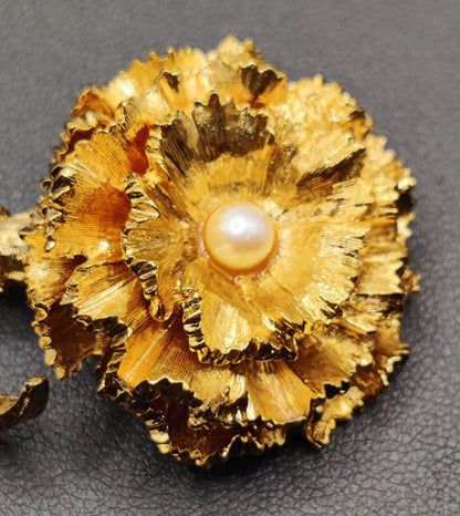 Vintage Nina Ricci Gold Plated Carnation Brooch