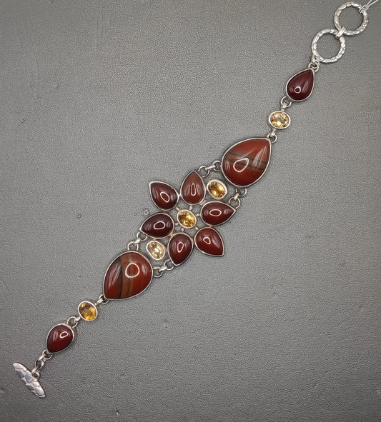 925 Silver Red Stone Bracelet