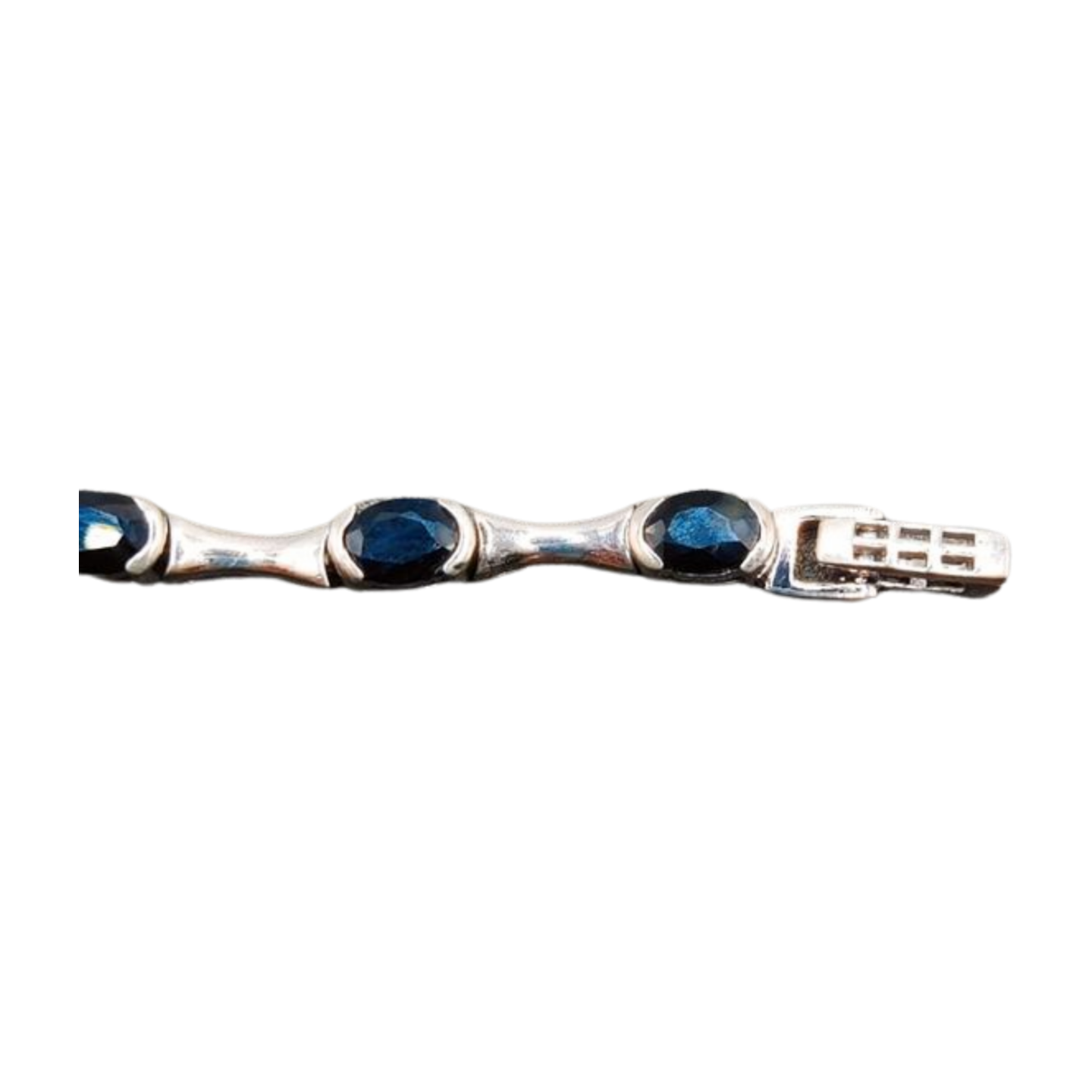 Natural Blue Sapphire and Sterling Silver Bracelet