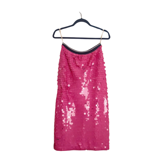 PLAN C Pink Sequined Midi Skirt