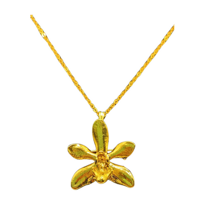 22K Gold Plated Orchid Pendant Necklace