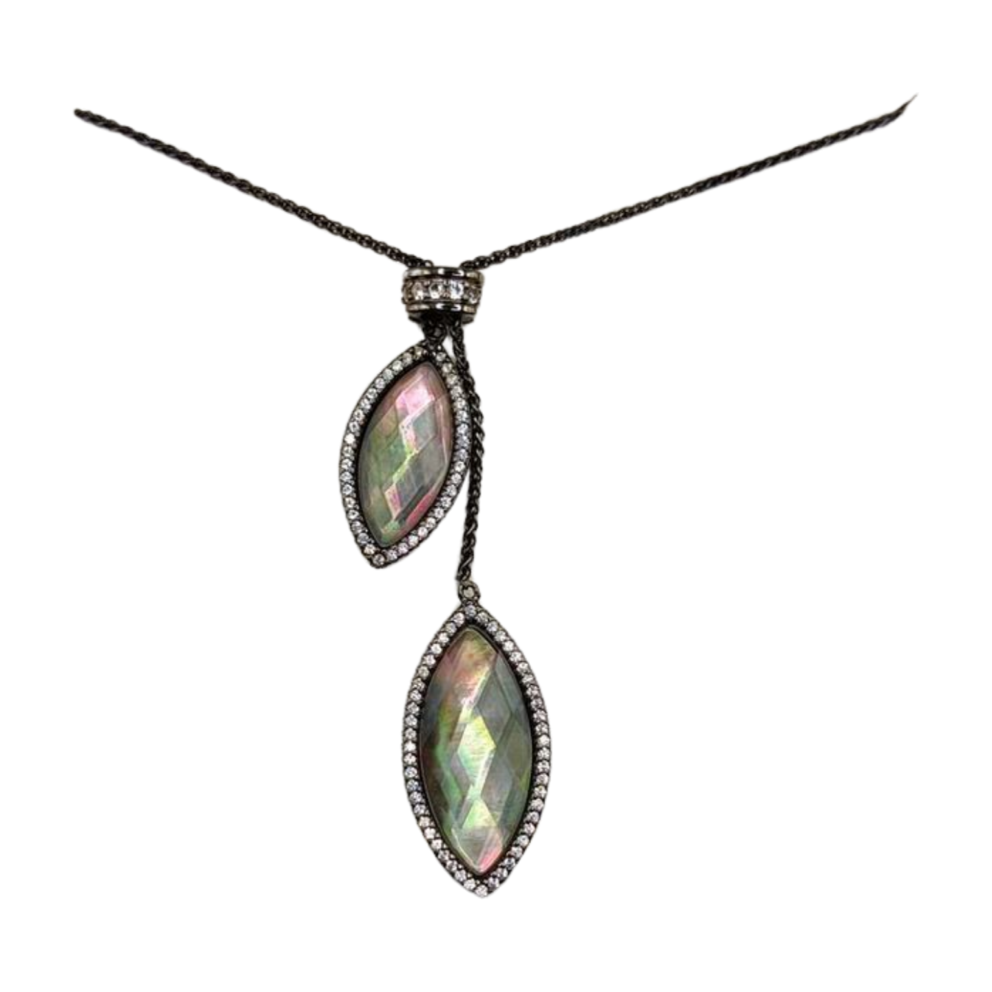 Kohl's Sterling Silver Gun Plated Gray Mop Necklace