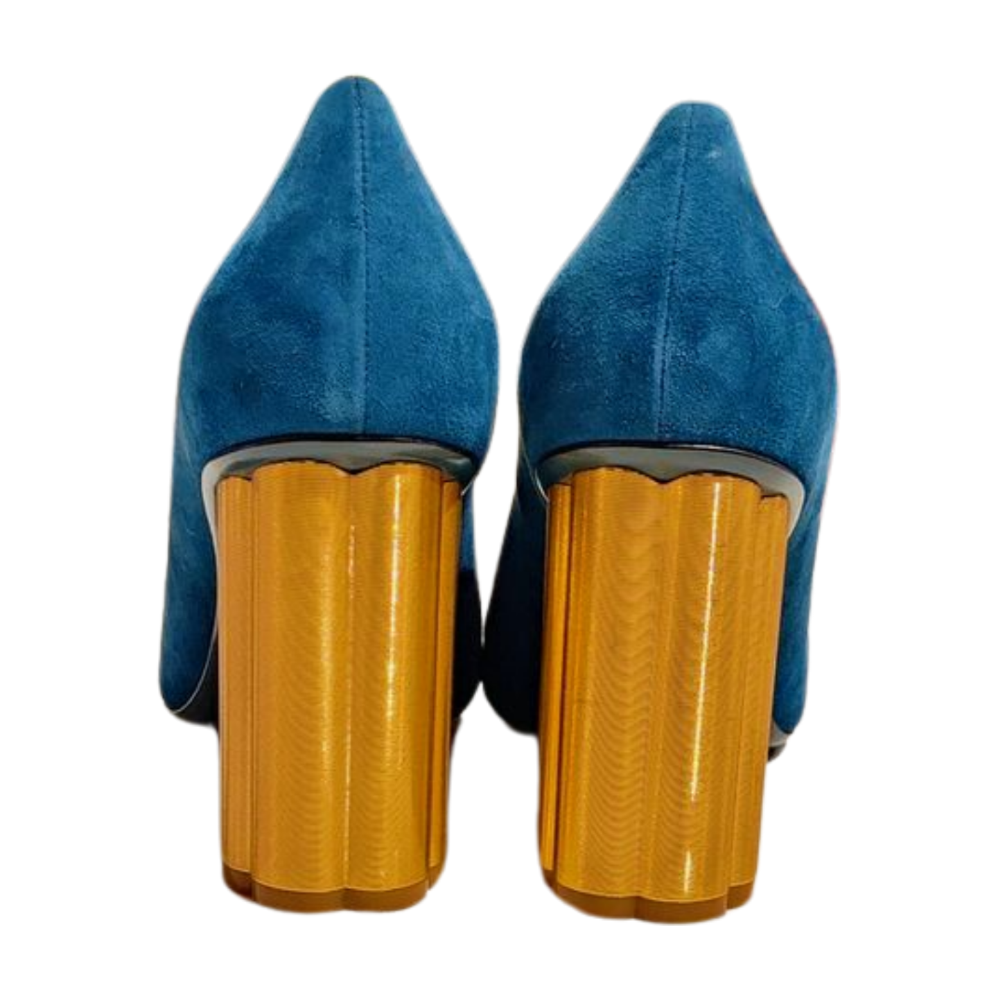 Salvatore Ferragamo Lucca Suede Cylinder Heel Pumps Blue