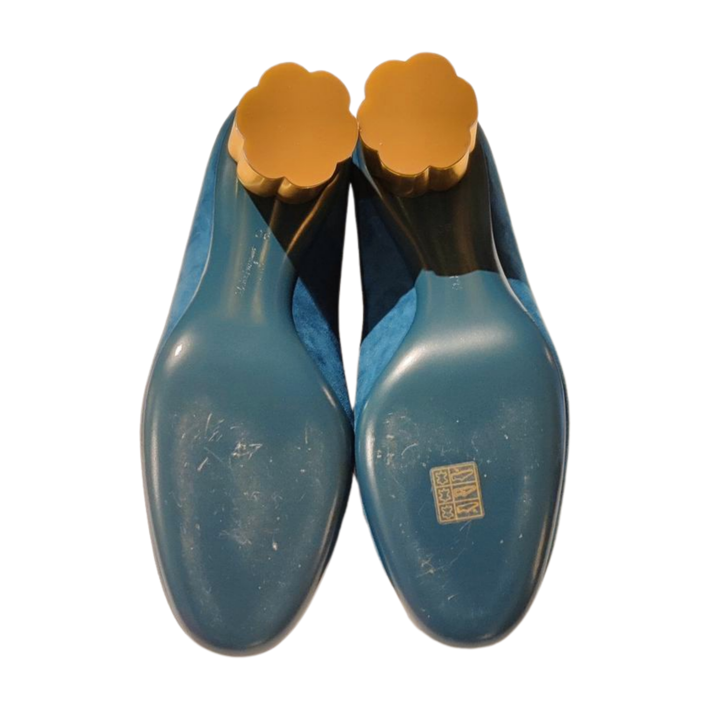 Salvatore Ferragamo Lucca Suede Cylinder Heel Pumps Blue