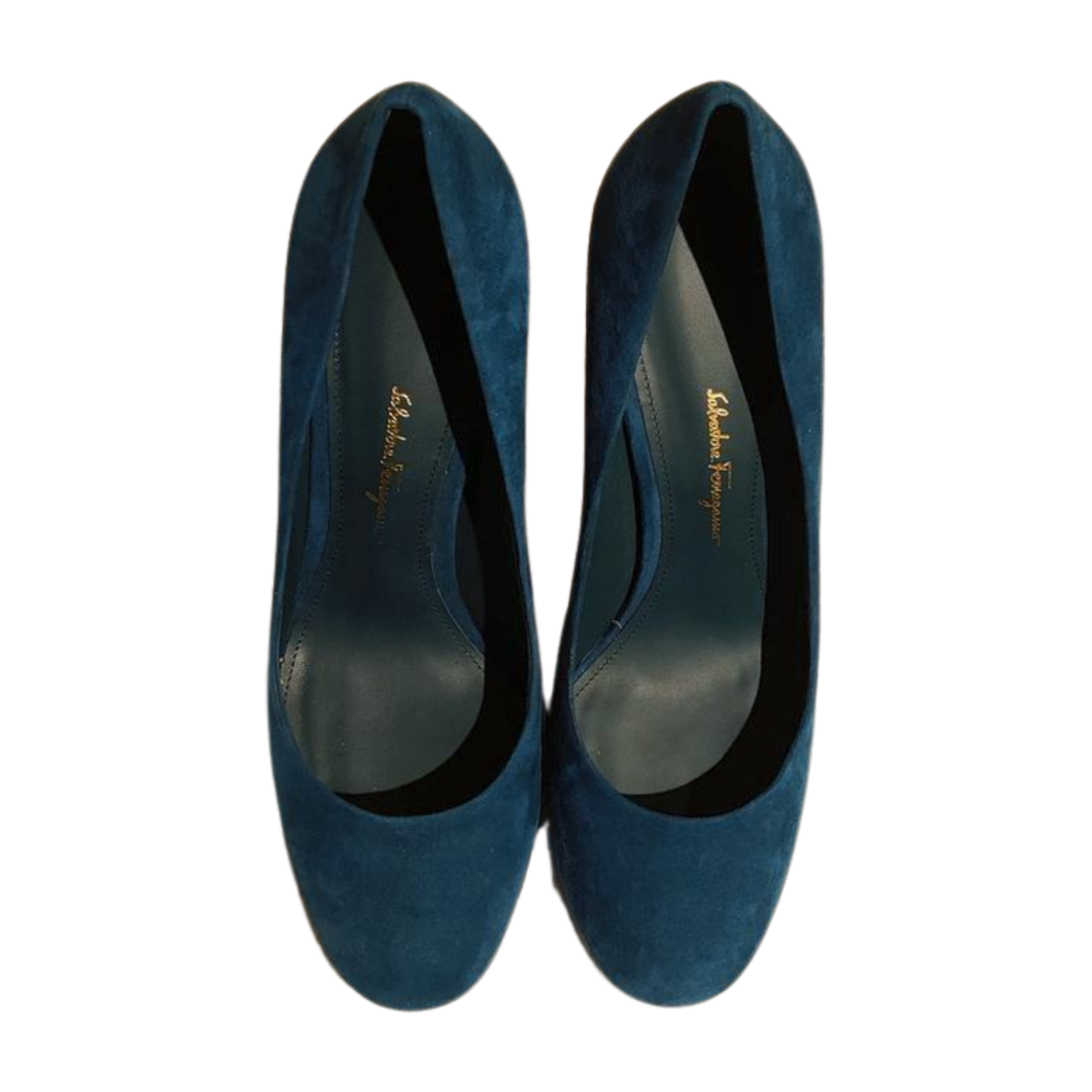 Salvatore Ferragamo Lucca Suede Cylinder Heel Pumps Blue