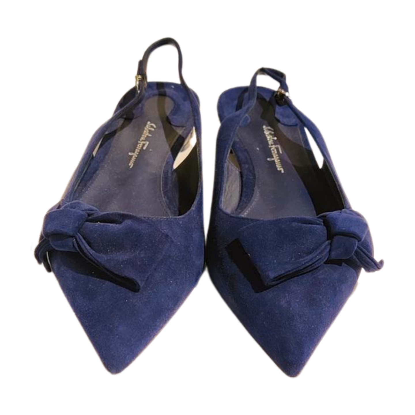 Salvatore Ferragamo Aulla Suede Slingback Flat In Blue