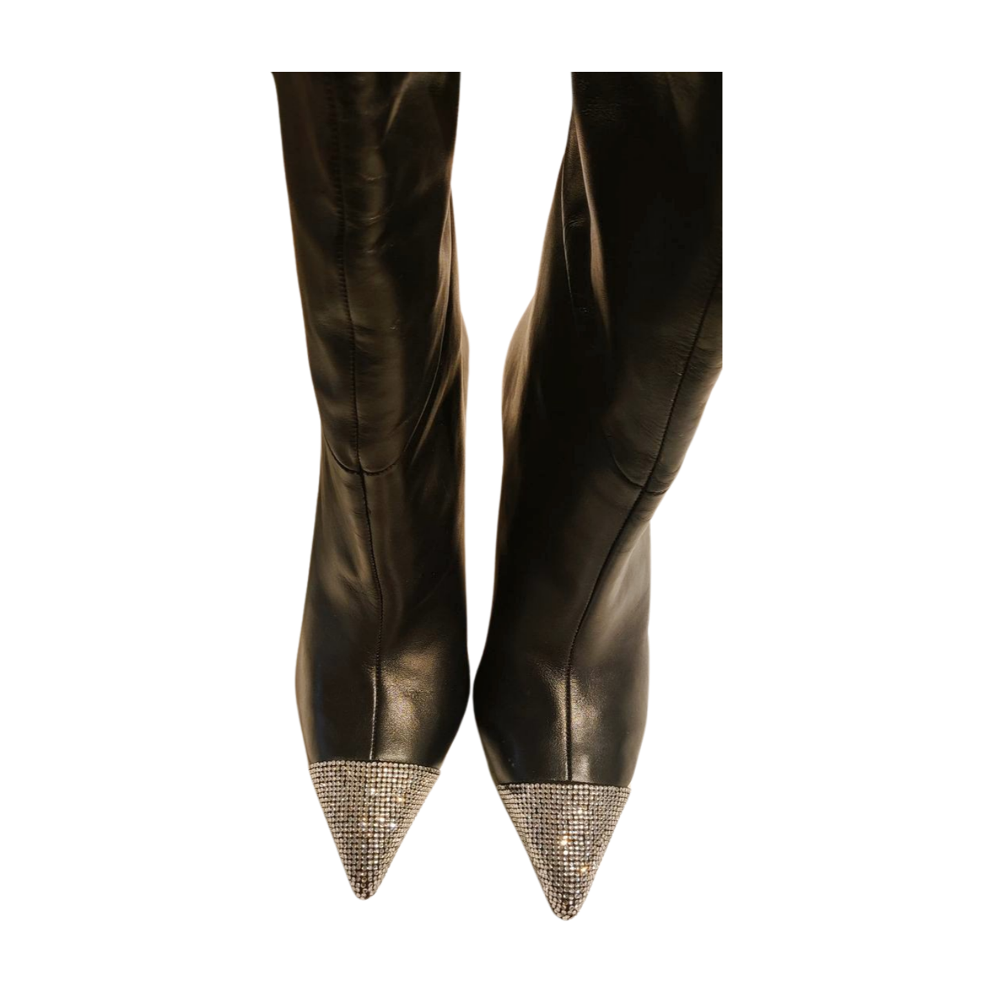 Black Suede Studio Studded Leather Calf Boots